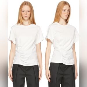 ❤️ NWOT! 3.1 PHILLIP LIM WHITE GATHERED COTTON T-SHIRT / TOP, SMALL